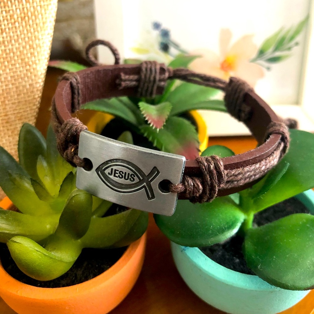 Jesus Leather Bracelet